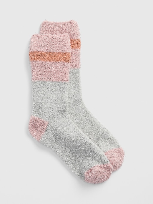 View large product image 1 of 1. Cozy Metallic Stripe Socks