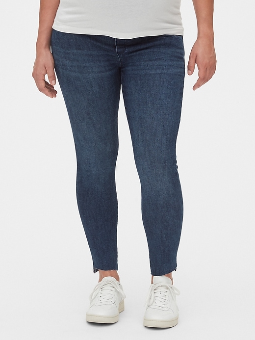 1 of 8 showing, with the color dark wash of product Maternity Full Panel Favorite Jeggings