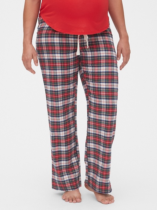 View large product image 1 of 1. Maternity Full Panel Flannel Pajama Pants