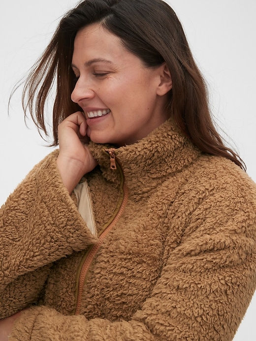 Image number 4 showing, Maternity Sherpa Full-Zip Jacket