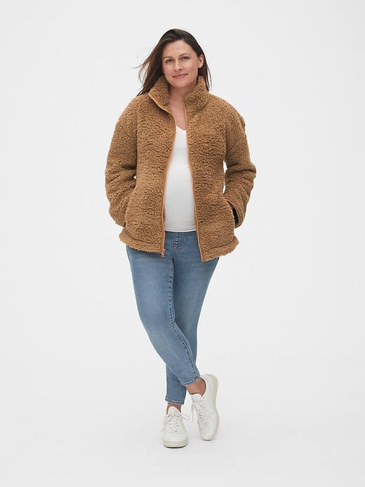 Image number 3 showing, Maternity Sherpa Full-Zip Jacket