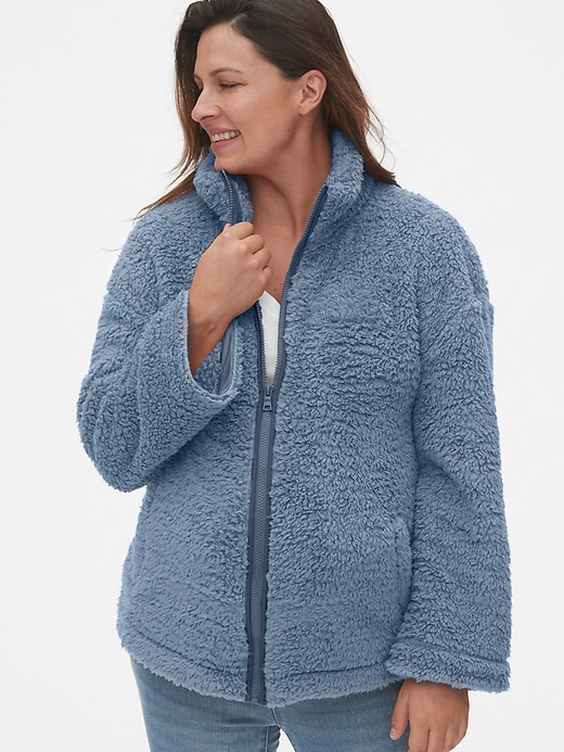 Image number 5 showing, Maternity Sherpa Full-Zip Jacket