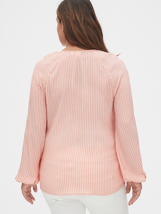 2 of 8 showing, with the color pink stripe of product Maternity Stripe Keyhole Top