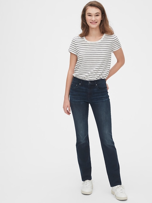 Image number 3 showing, Mid Rise Classic Straight Jeans in 360 Stretch