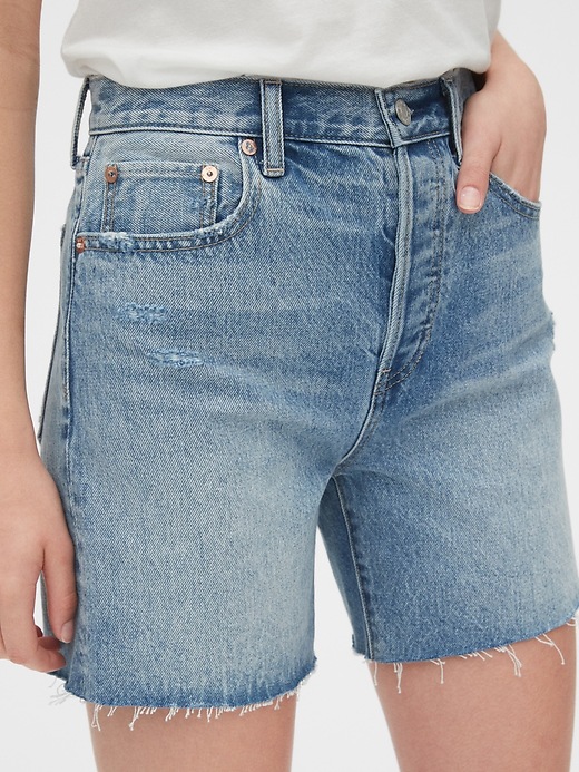 Image number 5 showing, Mid Rise Boyfriend Shorts with Raw Hem