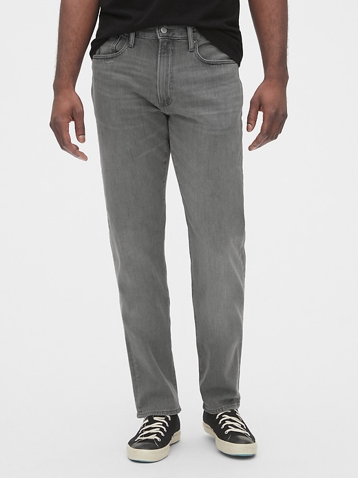 1 of 8 showing, with the color shark skin of product Straight Jeans with GapFlex