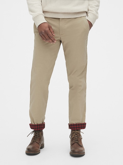 View large product image 1 of 1. Flannel-Lined Khakis in Straight Fit with GapFlex