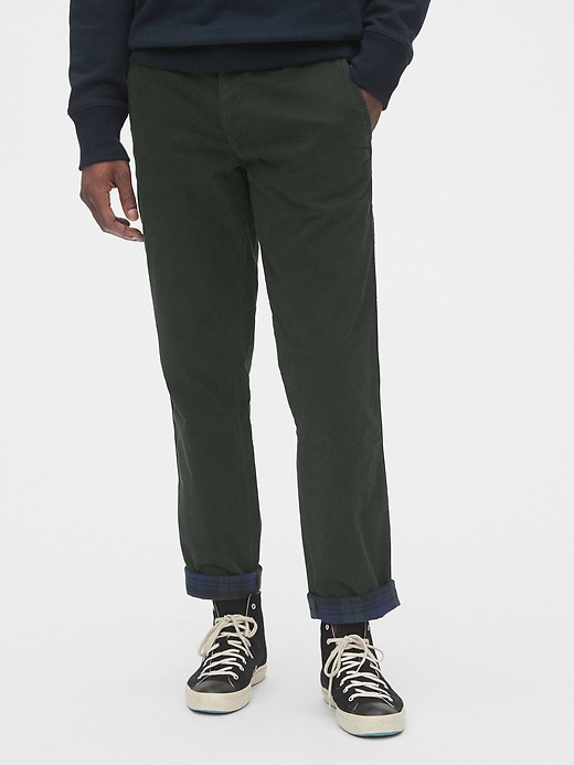 View large product image 1 of 1. Flannel-Lined Khakis in Straight Fit with GapFlex