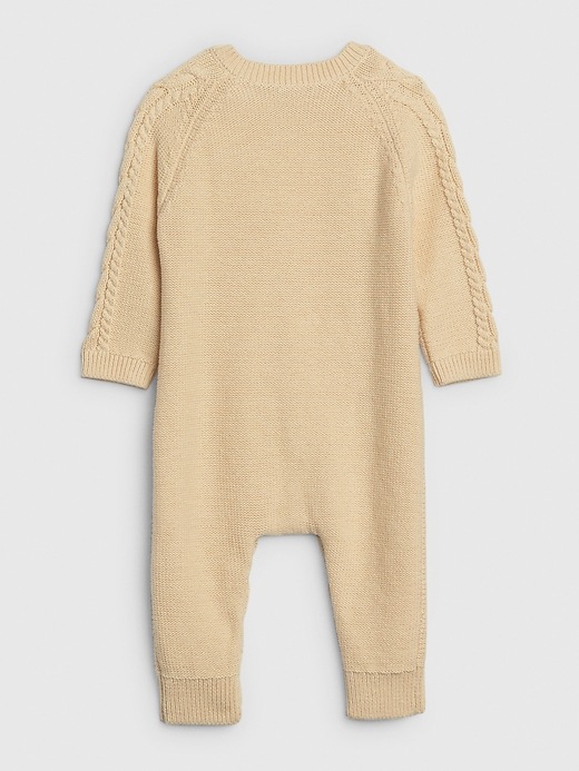 2 of 8 showing, with the color french vanilla of product Baby Cable-Knit One-Piece