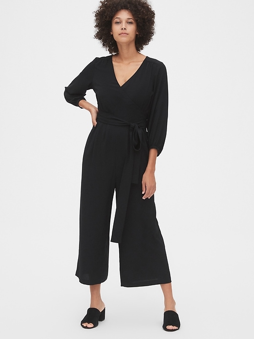 View large product image 1 of 1. Wide-Leg Wrap Jumpsuit