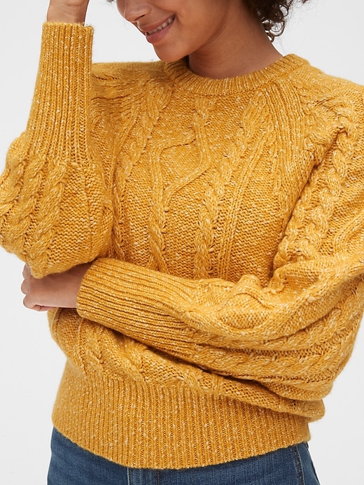 Image number 5 showing, Marled Cable-Knit Crewneck Sweater