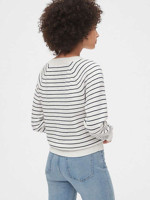 2 of 8 showing, with the color navy stripe of product Graphic Raglan Sweater