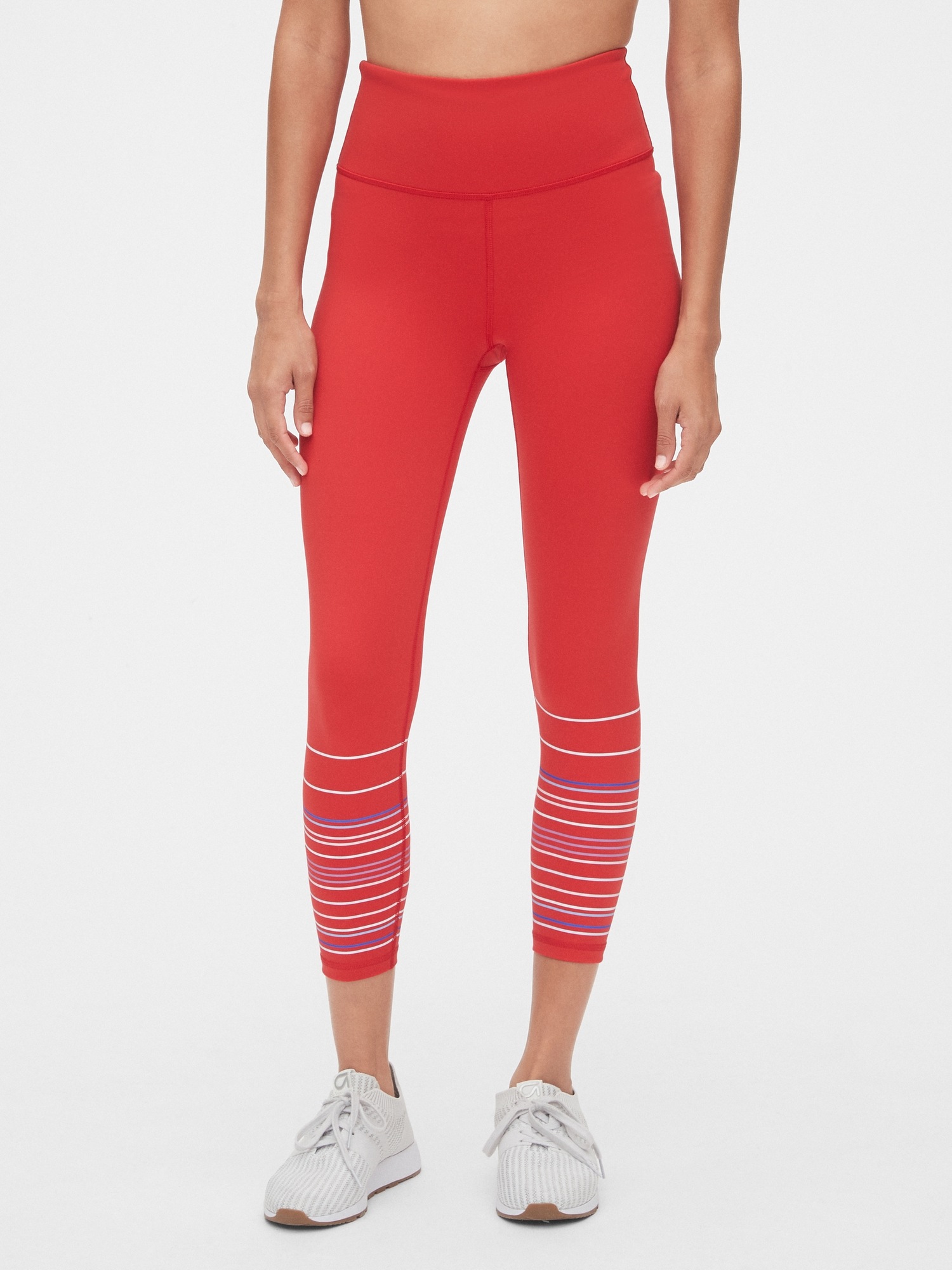 GapFit High Rise Blackout Stripe Print 7/8 Leggings