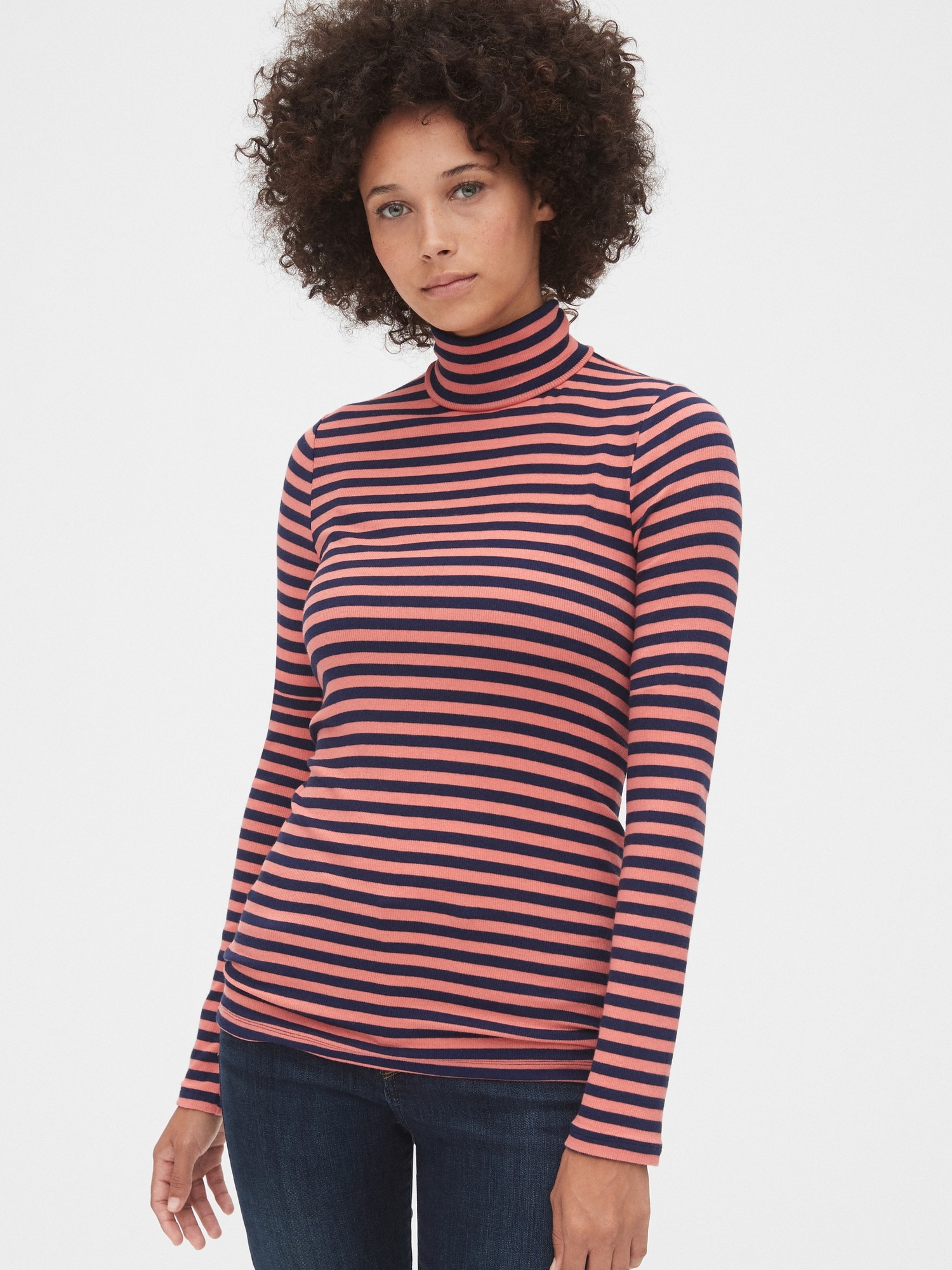 mens red and white striped turtleneck