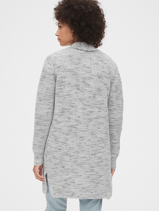 2 of 8 showing, with the color grey spacedye of product Spacedye Waffle-Knit Longline Cardigan Sweater