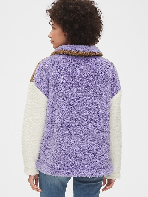 Image number 2 showing, Colorblock Sherpa Quarter-Zip Pullover Sweatshirt