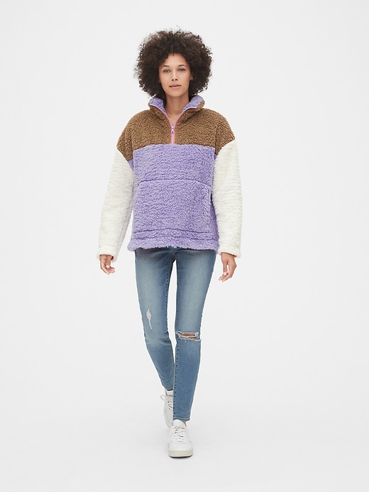 Image number 3 showing, Colorblock Sherpa Quarter-Zip Pullover Sweatshirt
