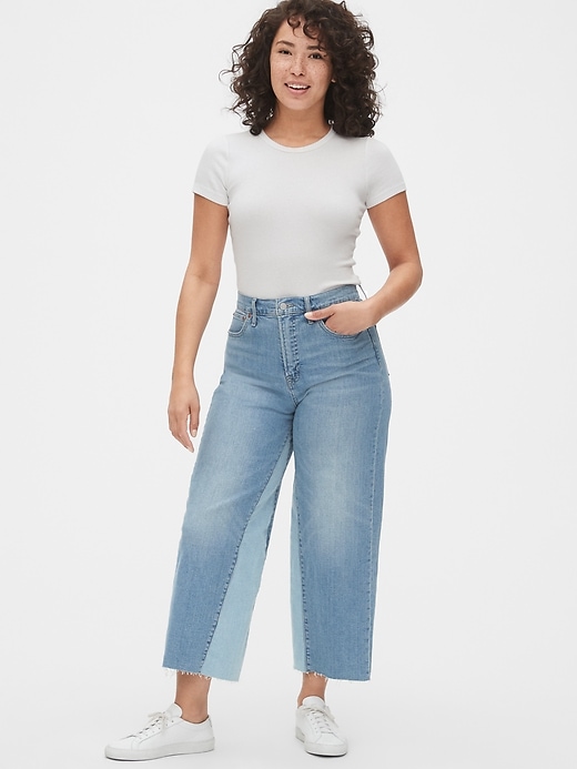 Image number 7 showing, High Rise Wide-Leg Crop Jeans with Secret Smoothing Pockets