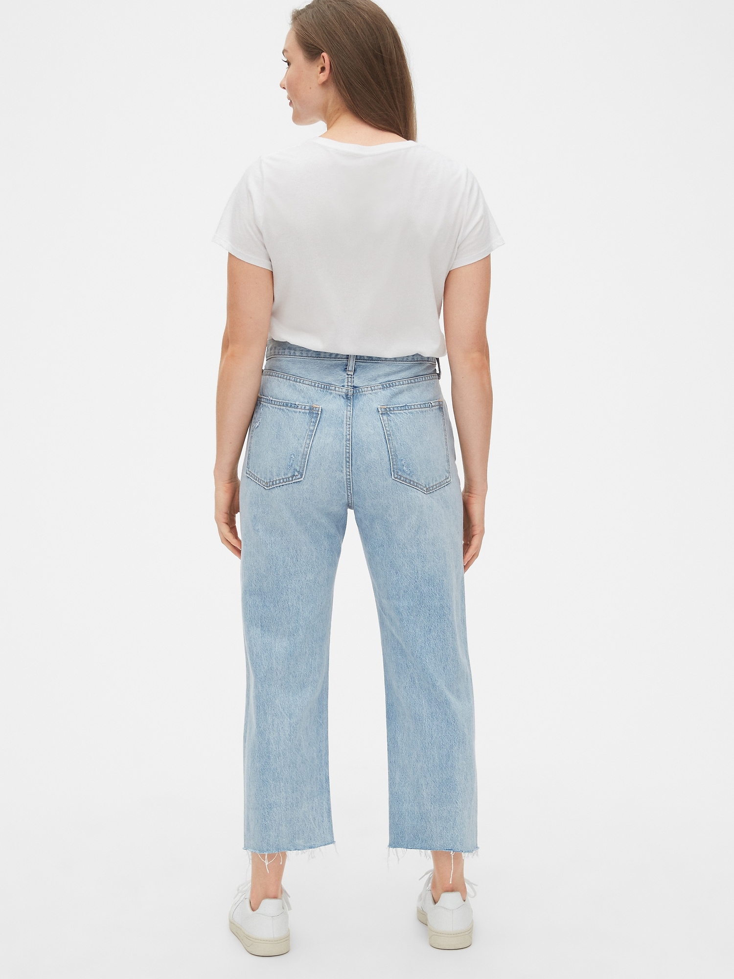 Mid Rise Boyfriend Jeans with Raw Hem Gap