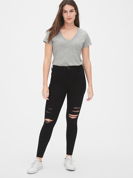 Image number 6 showing, High Rise Distressed Favorite Jeggings with Secret Smoothing Pockets