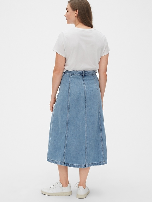 Image number 6 showing, Button-Front Denim Midi Skirt