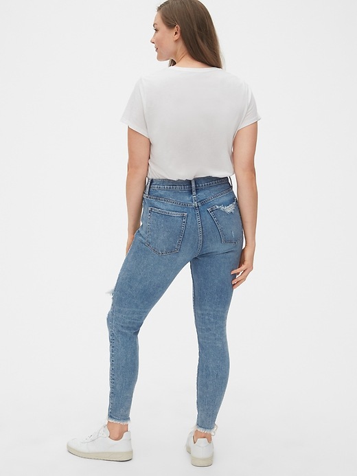 Image number 7 showing, High Rise Destructed True Skinny Ankle Jeans with Secret Smoothing Pockets