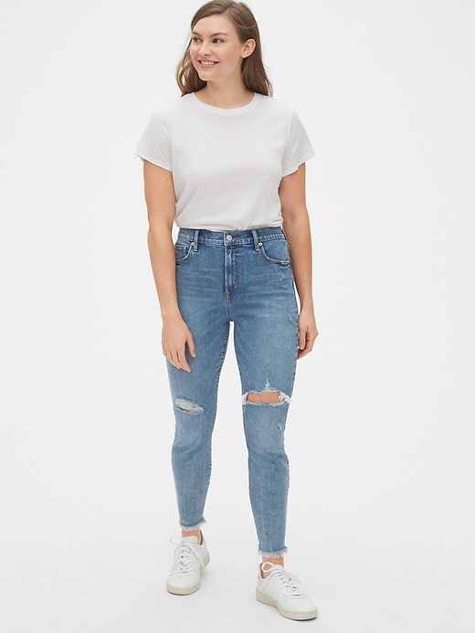 Image number 6 showing, High Rise Destructed True Skinny Ankle Jeans with Secret Smoothing Pockets