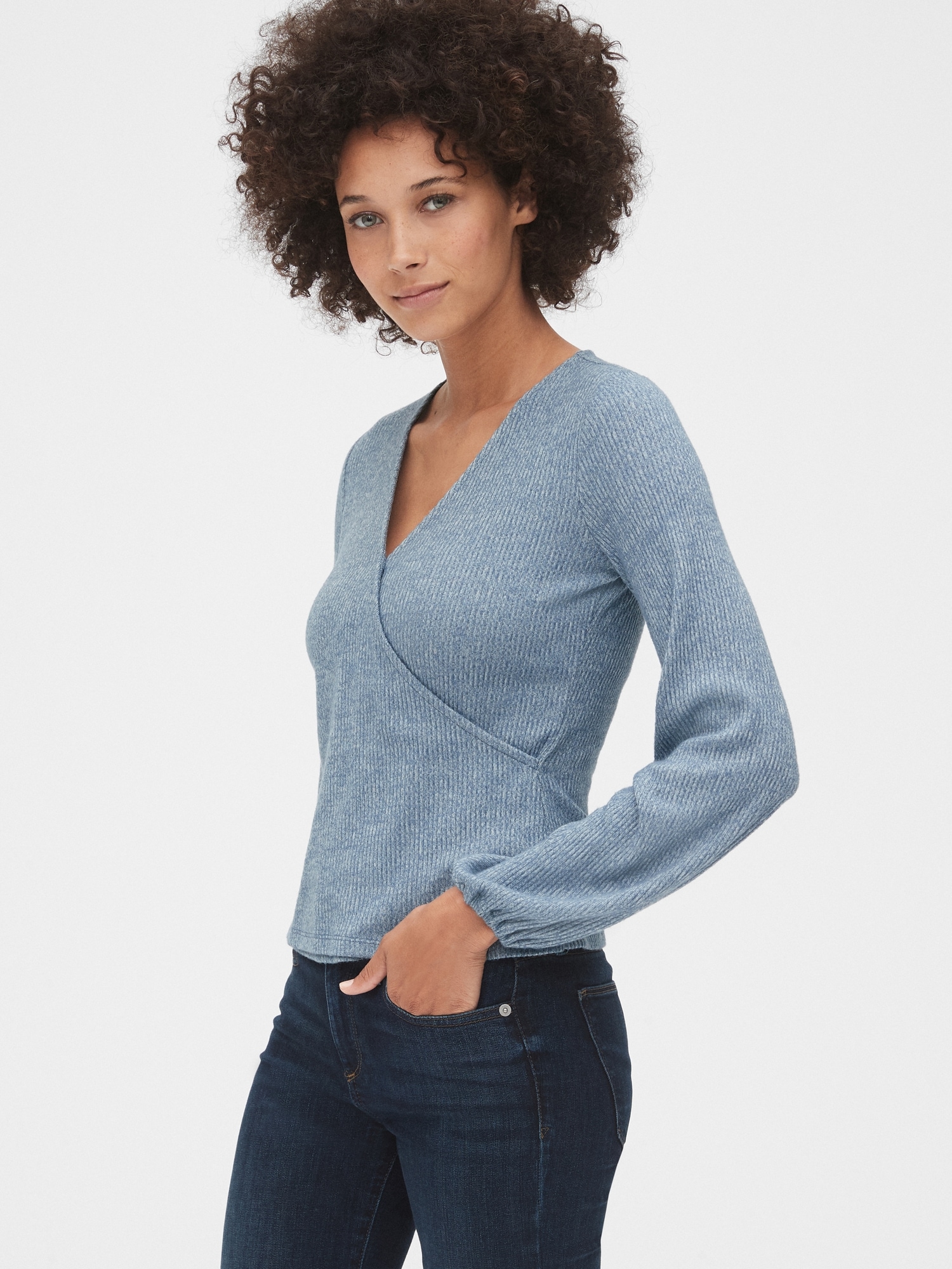 Ribbed Wrap Top Gap