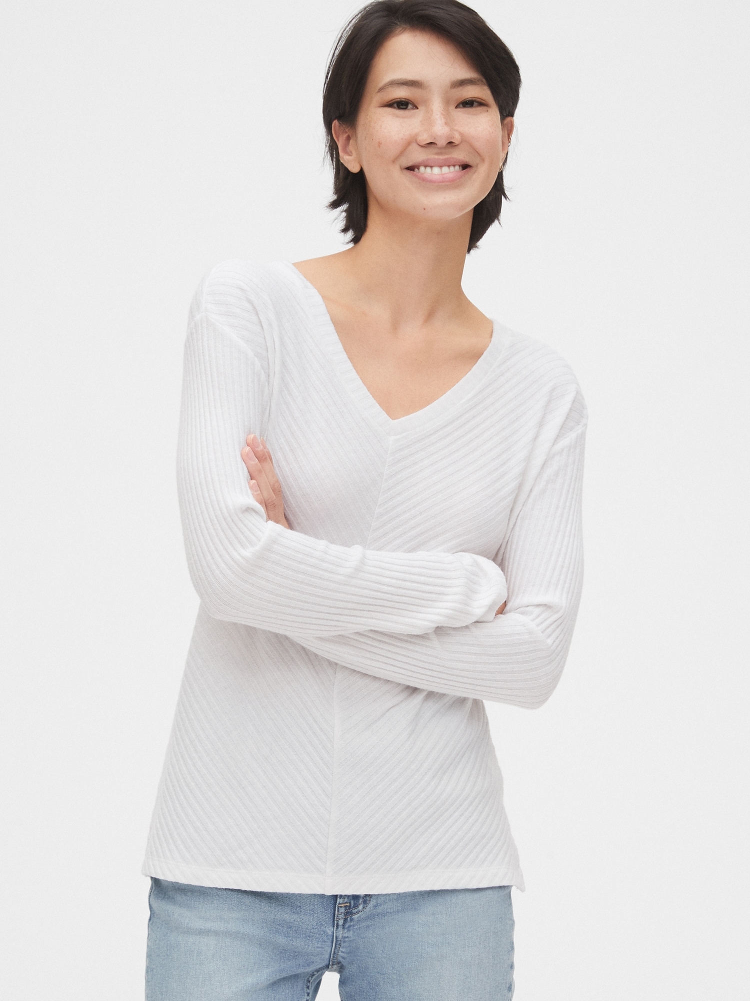 gap textured v neck sweater