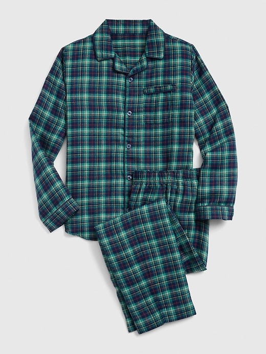 1 of 8 showing, with the color irish clover of product Kids Flannel Traditional PJ Set