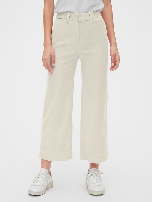 1 of 8 showing, with the color chino tan of product High Rise Wide-Leg Crop Cords