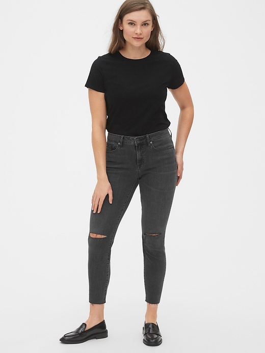 Image number 6 showing, Mid Rise Curvy Distressed True Skinny Ankle Jeans