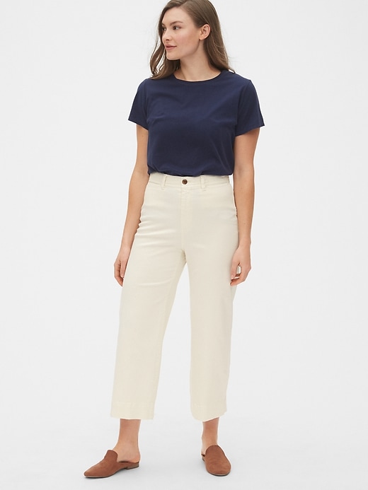 2 of 8 showing, with the color ivory frost of product High Rise Wide-Leg Crop Khakis