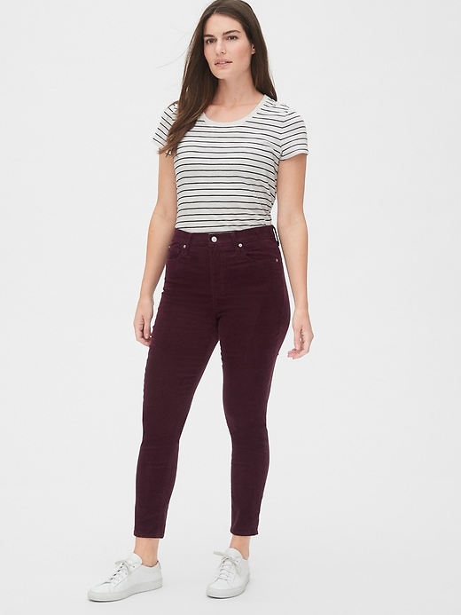 2 of 8 showing, with the color rich purple wine of product High Rise True Skinny Cords with Secret Smoothing Pockets