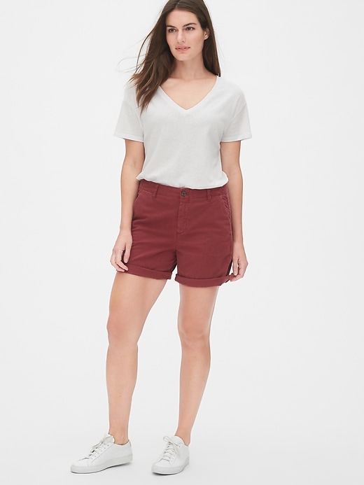 View large product image 2 of 3. Mid Rise Khaki Shorts