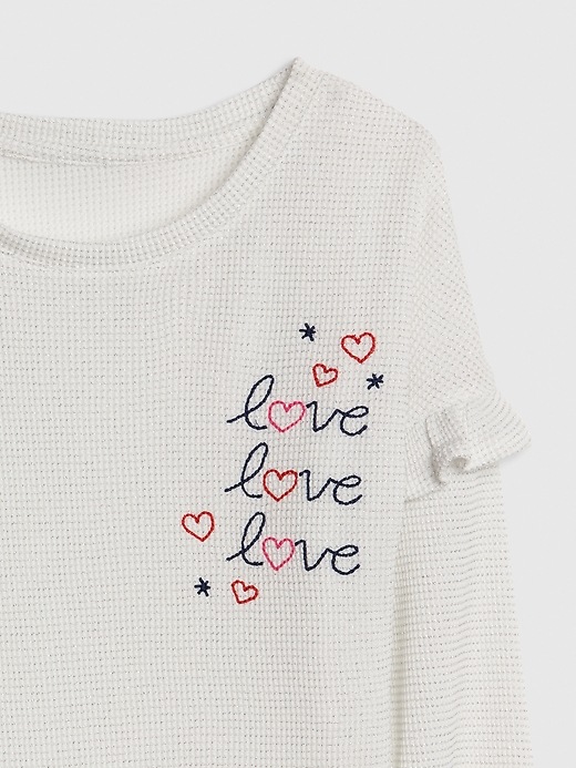 2 of 8 showing, with the color ivory frost of product Kids Waffle-Knit PJ T-Shirt