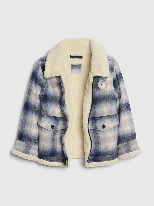 Image number 3 showing, Toddler Plaid Sherpa-Lined Coat
