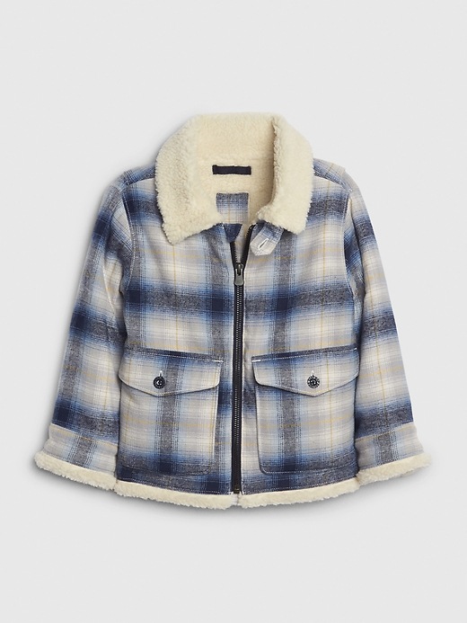Image number 1 showing, Toddler Plaid Sherpa-Lined Coat