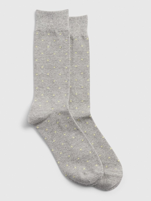1 of 8 showing, with the color pin dot grey navy of product Pattern Crew Socks