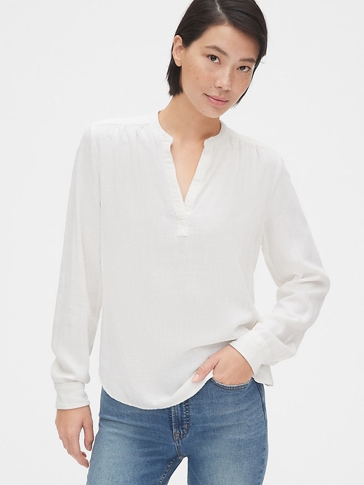 View large product image 1 of 1. Split-Neck Popover Top