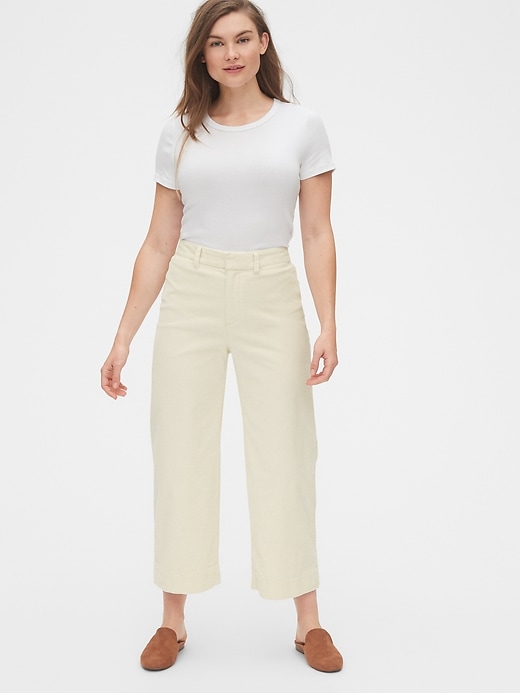 2 of 8 showing, with the color chino tan of product High Rise Wide-Leg Crop Cords