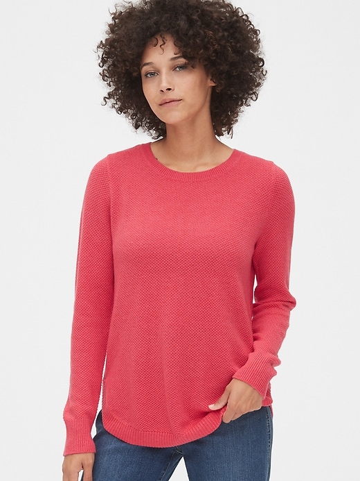 View large product image 1 of 1. True Soft Textured Crewneck Tunic Sweater