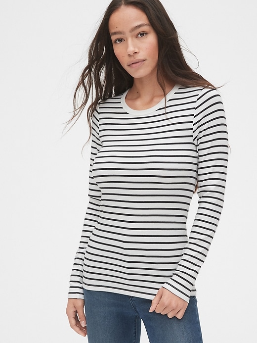 Image number 9 showing, Modern Stripe Long Sleeve Crewneck T-Shirt