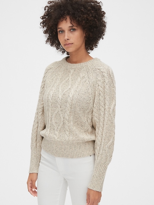 Image number 7 showing, Marled Cable-Knit Crewneck Sweater