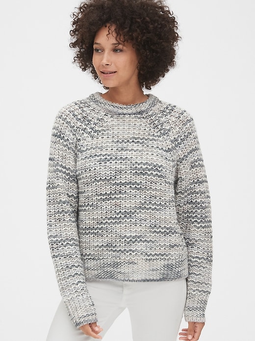 1 of 8 showing, with the color marled neutral of product Marled Textured Raglan Sweater