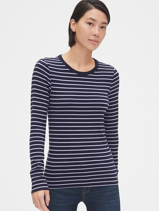 Image number 1 showing, Modern Stripe Long Sleeve Crewneck T-Shirt