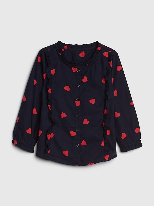 Image number 1 showing, Toddler Heart Ruffle Shirt
