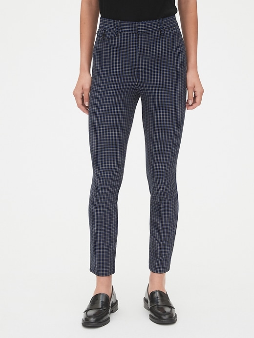 View large product image 1 of 1. High Rise Plaid Skinny Ankle Pants