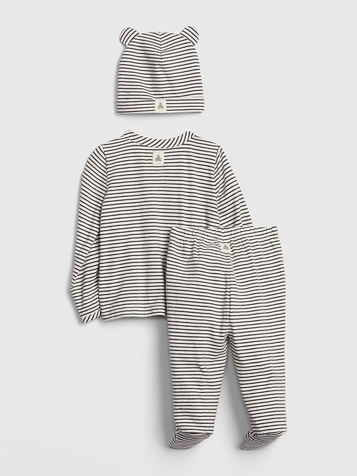 2 of 8 showing, with the color soft black of product Baby Organic Cotton Brannan Bear Stripe Set