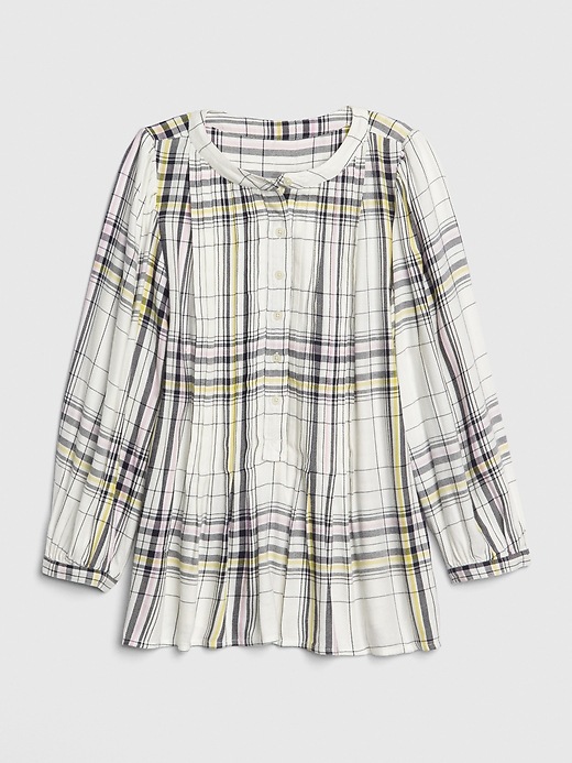 Image number 6 showing, Pleated Plaid Three-Quarter Sleeve Popover Top